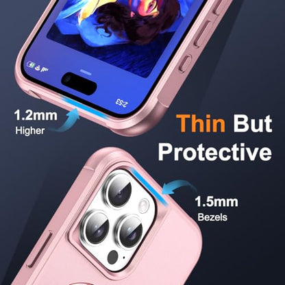 SKYLMW Compatible with iPhone 14 Pro Max Case with Stand,Rose Gold | iPhone 14 Pro Max Phone Case 6.7",Magnetic Ring Stand,Compatible with MagSafe,Military-Grade Protection,Great Grip Feeling - color: Rose Gold, size: Iphone 14 Pro Max