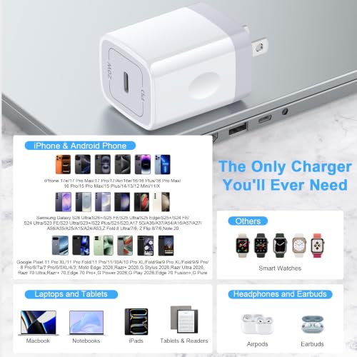 USBC Wall Plug Phone Charger Block Fast Charging Adapter for Samsung Galaxy - color: white