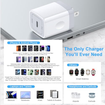 USBC Wall Plug Phone Charger Block Fast Charging Adapter for Samsung Galaxy - color: white