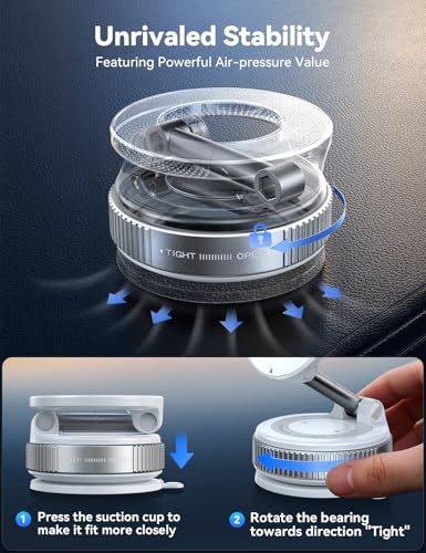 JOYROOM Vacuum Magnetic Car Phone Holder, Strongest Suction Cup 360° Adjustable Magsafe Car Phone Mount, Foldable Cell Phone Holders for Your Car for iPhone 16 Pro Max 15 14 13 12 Plus/Android