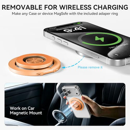 Magnetic Phone Ring Grip for MagSafe Compatible with iPhone 17/16(Orange) - color: Orange