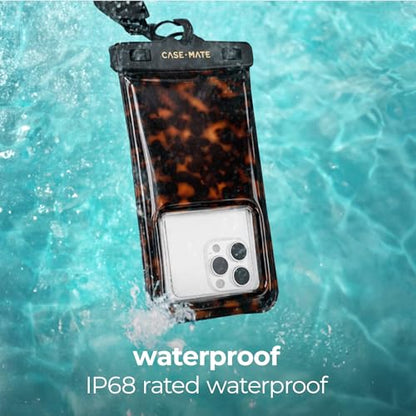 Case-Mate IP68 Waterproof Large Phone Pouch - Tortoiseshell | Touchscreen Floating Waterproof Phone Case with Crossbody Lanyard - Fits All Phones - Beach Cruise Ship Travel Essentials - color: Tortoiseshell