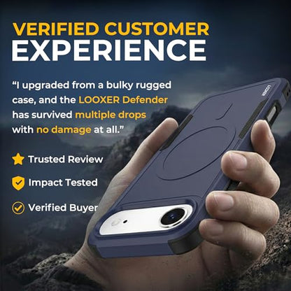 LOOXER® Heavy Duty Rugged Magnetic Case for iPhone 17 Air (6.5”) | Military Grade Shockproof Protection,MagSafe Compatible+ Tempered Glass Included (Blue, 17 Air) - color: Blue, size: 17 Air