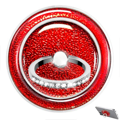 Red Sparkly Magnetic Ring Grip for MagSafe, Bling Phone Stand - color: Red