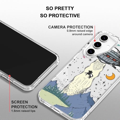 MOSNOVO Case for Samsung Galaxy S24 FE, [Buffertech 6.6ft Military-Grade Drop Protection] [Anti Peel Off Tech] Clear TPU Bumper Phone Case Cover Design - UFO - color: Clear - UFO, size: Samsung Galaxy S24 FE