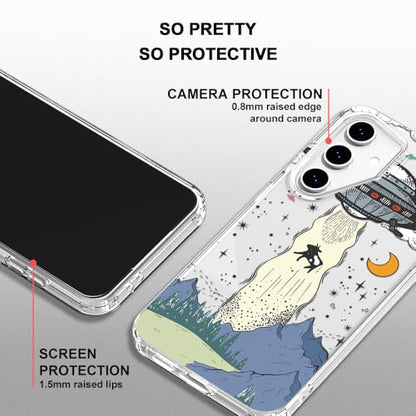 MOSNOVO Case for Samsung Galaxy S24 FE, [Buffertech 6.6ft Military-Grade Drop Protection] [Anti Peel Off Tech] Clear TPU Bumper Phone Case Cover Design - UFO - color: Clear - UFO, size: Samsung Galaxy S24 FE