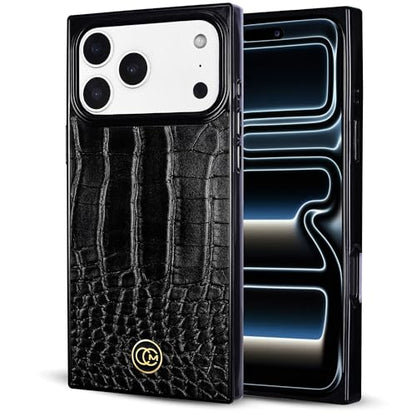 COCOMII Rectangle for iPhone 17 Pro Case, Black Crocodile Leather | Compatible with MagSafe Wireless Charging, Shockproof 10ft Drop Protection, Camera & Screen Protection, Premium Glossy Finish - color: Black Crocodile Leather, size: iPhone 17 Pro (6.3")
