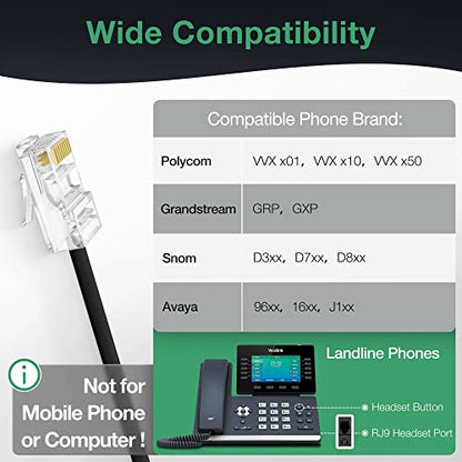 Yealink Phone Headsets for Office Phones YHS34 Lite QD to RJ9 Wired Headset Compatible with Poly Snom Grandstream Phones Desk Landline Headset with Microphone -Mono/68g/2.1m Cable - color: Foamy Ear Cushions, size: Mono