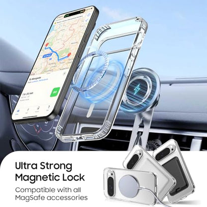 Magnetic for Google Pixel 10 Pro XL Wallet Case with Card Holder﻿ | Compatible with MagSafe, Shockproof Phone Cover with Detachable RFID Blocking Card Slot, Clear & Black - color: Clear with Black, size: Pixel 10 Pro XL