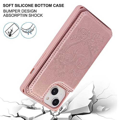 Cavor for iPhone 14 Wallet Case with Card Holder for Women, Rose Gold - color: D-Rose gold