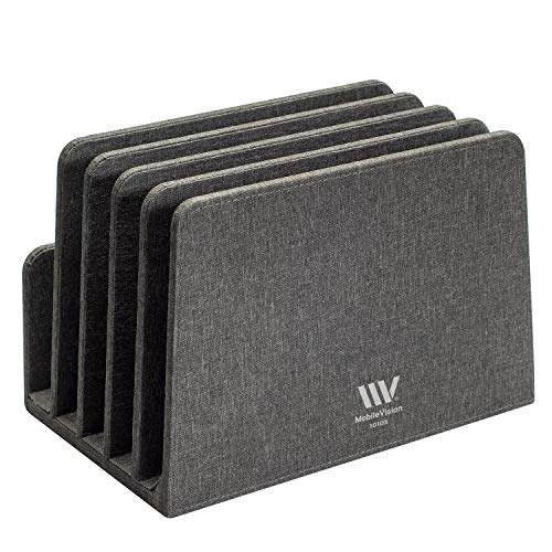 MobileVision Multi Device Stand & Organizer for Smartphones, Tablets and Laptops, Executive Dark Gray, 5 Slots - color: Dark Gray