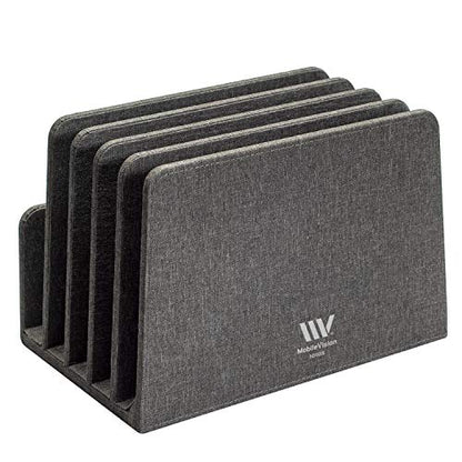 MobileVision Multi Device Stand & Organizer for Smartphones, Tablets and Laptops, Executive Dark Gray, 5 Slots - color: Dark Gray