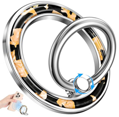 Magnetic Phone Ring Holder, Cell Phone Grip Stand, Gold - color: Tortoiseshell Gold