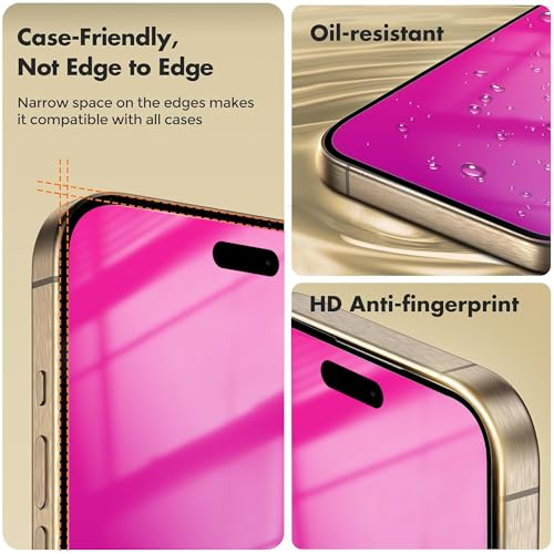 Privacy Screen Protector for iPhone 16 2 Pack (Pink) - color: for iPhone 16 (Pink)