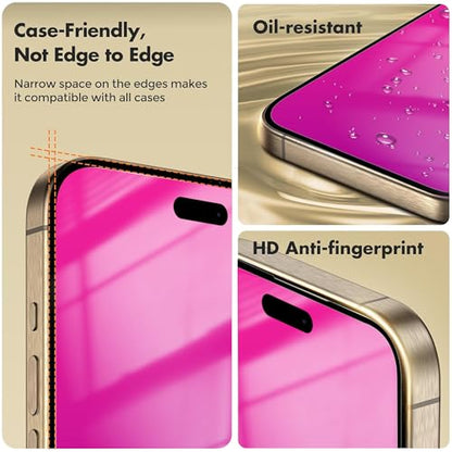 Privacy Screen Protector for iPhone 16 2 Pack (Pink) - color: for iPhone 16 (Pink)