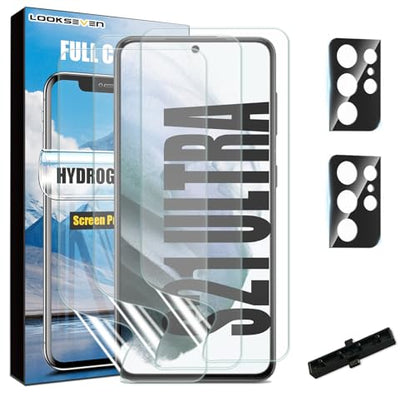 3 Hydrogel Films + 2 Tempered Glass Lens Protector For Galaxy S21 Ultra - size: S21 Ultra