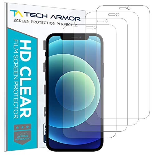Tech Armor Screen Protector for iPhone 12 / iPhone 12 Pro, HD Film, 4-Pack - size: iPhone 12 / iPhone 12 Pro-6.1 Inch