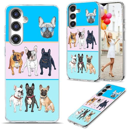 for Samsung Galaxy S24 FE Case for Girl Women Men, Full Protective Shockproof Slim Soft TPU Clear Phone Cover Cases for Galaxy S24 FE,Cool Cartoon Animal Pet Dog Puppy French Bulldog Pink - color: French Bulldog