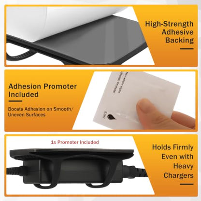 Under Desk Laptop Charger Holder Silicone Power Brick Mount with Adhesive - size: 1pc