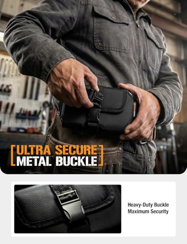 3XL Belt Clip Phone Holster with Magnetic Closure | Rugged ballistic nylon holster with 360° rotating clip for iPhone 17 Pro Max and extra-large smartphones