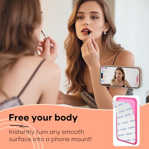 Silicone Phone Sticky Grip, Suction Phone Case Mount for iPhone and Android, Hands-Free Sticky Cell Phone Grip, Mobile Fidget Mirror Holder for Selfies and Videos - color: Bubblegum Bliss（Pink）