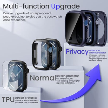 Goton Privacy Waterproof Case for Apple Watch 45mm Series 9/8/7 - color: Blue, size: 45mm
