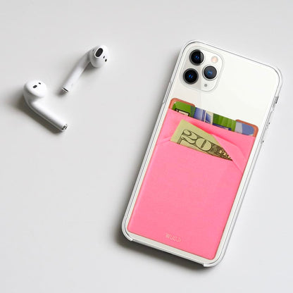 RFID Blocking Phone Card Wallet - Double Secure Pocket - Ultra-Slim Self Adhesive Credit Card Holder Card Sleeves Phone Wallet Sticker All Smartphones (Pink)-2PC - color: Pink