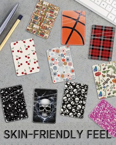 Phone Card Holder, Dual Pocket Leather Phone Wallet Adhesive Stick On, Cute Card Holder, Credit Card Holder for Phone Case Retro Insects And Flowers - color: Retro Insects And Flowers