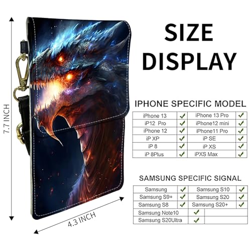 for Women Cell Phone Purse,with Touchscreen Cell Phone Purse,PU Leather Shoulder Bag Waterproof Phone Wallet Case with Clear Touch Screen Window up to 6.7 inch Smartphone, - color: Flame Dragon -170