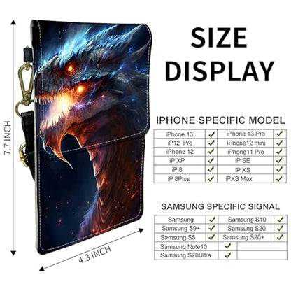 for Women Cell Phone Purse,with Touchscreen Cell Phone Purse,PU Leather Shoulder Bag Waterproof Phone Wallet Case with Clear Touch Screen Window up to 6.7 inch Smartphone, - color: Flame Dragon -170