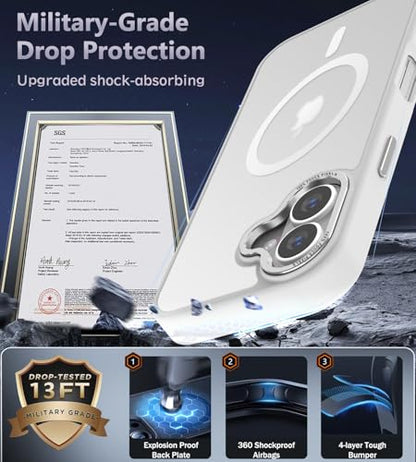 Newfuture Magnetic for iPhone 16 Case Matte Shockproof, Frosted White | Military Drop Protection, Slim Matte Anti-Fingerprint, Compatible with Magsafe, Camera Guard, Translucent Protective Cover - color: Frosted White, size: iPhone 16 6.1 inch