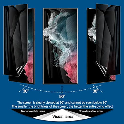LYWHL 2 Pack for Samsung Galaxy S22 Ultra Privacy Screen Protector, Anti-Spy Full Adhesive Flexible Film for Galaxy S22 Ultra 5G 6.8”, [Support Fingerprint Reader] Easy Installation Frame - Black - size: Samsung Galaxy S22 Ultra