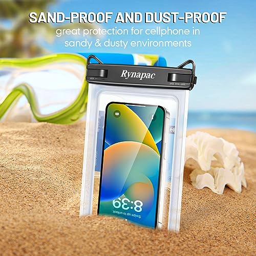 Rynapac Large Waterproof Phone Pouch [Up to 8.5"] - 2 Pack IPX8 Waterproof Phone Case for iPhone 17 16 15 Pro Max Galaxy S26 Ultra, Touchscreen & Underwater Photography, Beach Cruise Essentials 2026 - color: [(Clear)Black+Black] Large Waterproof Phone Pou