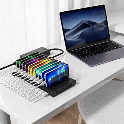 Alxum Multi USB Charging Station,Fast 120W 10 Port iPad Tablet Charger Dock - size: 120W (10 Ports)