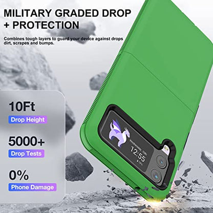 for Galaxy Z Flip 4 Case with Camera Lens Film,Shockproof Protective Phone Case Heavy Duty Full Body Protection Drop Proof Hard Rugged Cover for Samsung Galaxy Z Flip 4 (Green/Black) - color: Green/Black