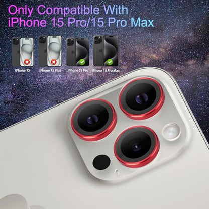 Camera Lens Protector for iPhone 15 Pro/15 Pro Max, Red - color: Red