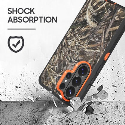 Compatible for Samsung S26 Ultra Rugged Case with Belt Clip Holster & Built-in Screen Protector, Heavy-Duty Full-Body Shockproof Cover, Military-Grade Protective Case (Camo) - color: Camo