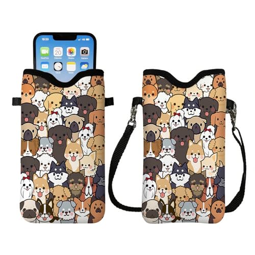 Cell Phone Sleeve Pouch with Adjustable Strap - Dogs - color: Dogs