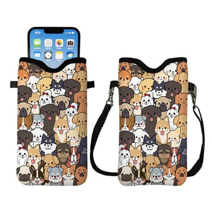 Cell Phone Sleeve Pouch with Adjustable Strap - Dogs - color: Dogs