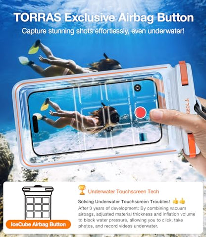 TORRAS IPX8 Waterproof Phone Pouch Floating, Underwater Touch Screen, White | Waterproof Phone Case with Lanyard, Universal Dry Bag, Fits iPhone & Samsung, Snorkeling, Beach, Cruise, Travel, 7.0 Inch - color: 1 Pack-White