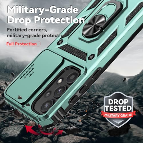 for Galaxy A35 5G Case,with Screen Protectors and Camera Cover,[Military Grade] 16ft.Drop Tested Cover with Magnetic Kickstand Protective Case for Samsung A35 5G, Green - color: Green