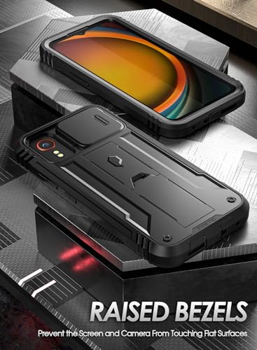 Poetic Revolution Case Compatible with Galaxy Xcover 7 5G, [Slide Camera Cover], [20FT Mil-Grade Drop Tested], Full-Body Military Grade Rugged Dual-Layer Shockproof Cover with Kickstand, Black - size: Galaxy XCover 7