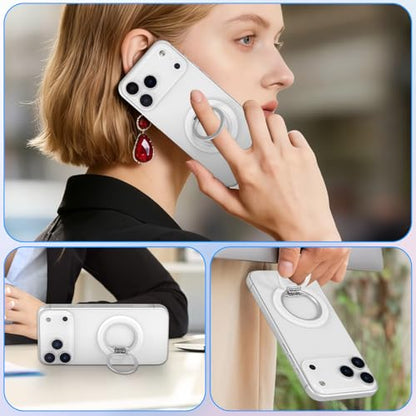 Phone Ring Grip, 360°Rotation Phone Grip Stand Finger Ring Kickstand for iPhone 17 Pro Max 16 15 14 13 12 (White)