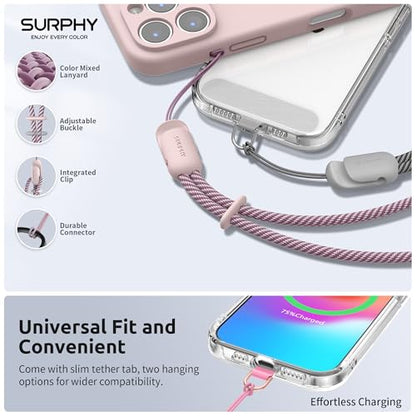 SURPHY 3 Pack Phone Wrist Strap, Phone Lanyard with Cellphone Tether Tab - color: Pink & Rose Pink & Gray
