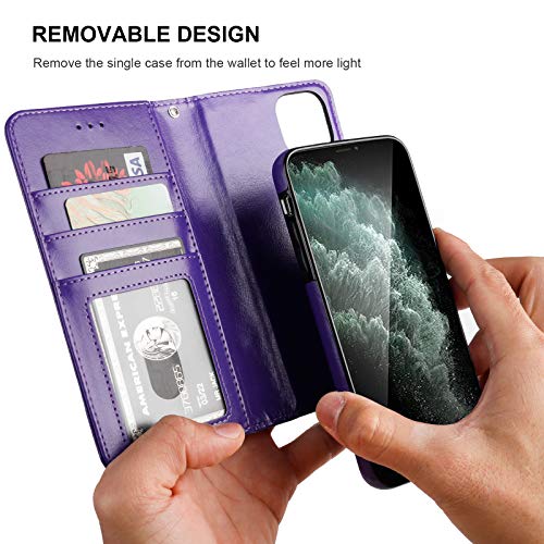 Bocasal Detachable Wallet Case Card Holder for iPhone 11 Pro Max Purple - color: Purple