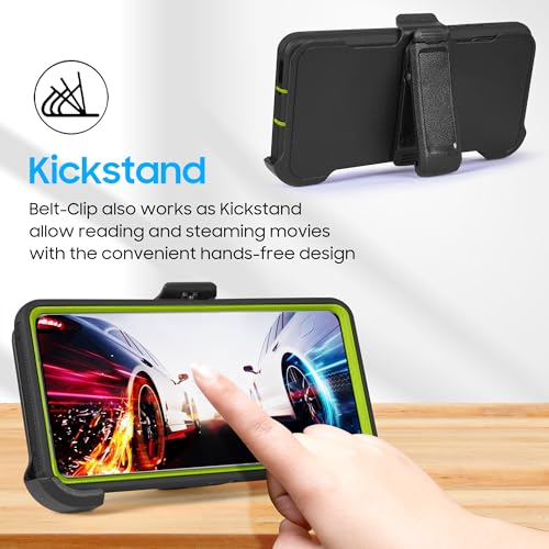 Compatible for Samsung Galaxy A26 5G, Built in Screen Protector, Belt Clip Holster Heavy Duty Defender Case Dustproof Shockproof Protection (Camo Yellow) - color: Camo Yellow