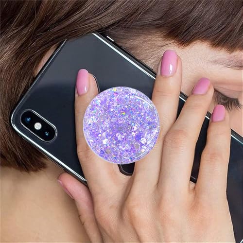 Magnetic Retractable Phone Stand, Phone Grip, Suitable for Round Foldable Phones and Tablet Accessories - Transparent ShinePowder (Magnetic Purple) - color: Magnetic purple