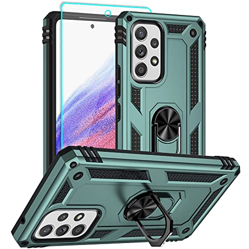 for Samsung A53 5G Case, Galaxy A53 5G Case with HD Screen Protector, [Military Grade 16ft. Drop Tested] Ring Shockproof Protective Phone Case for Samsung Galaxy A53 5G,Dark Green - color: Samsung Galaxy A53 5G Case Dark Green
