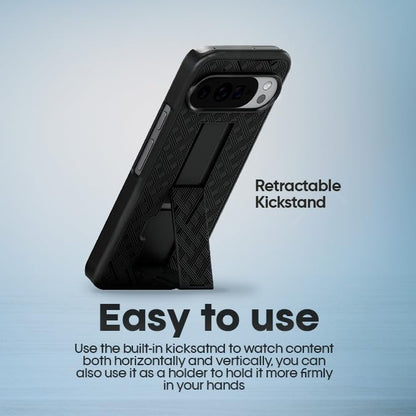 MOTIVE for Google Pixel 10 Pro XL Case with Belt Clip, Kickstand | 6.8" | Ranger v1 Series, Black, 360° rotating holster, open-top/open-bottom port access, textured grip, slim design, field-ready - size: Pixel 10 Pro XL