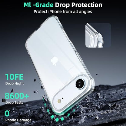 ONES for iPhone Air /17 Air Case Clear, Slim Soft TPU Silicone Cover, Military Drop Protective Thin Phone Bumper Case with Shockproof Airbags, Dropseys Slippery Sturdy, Durability, Transparent - color: HD High Transparency, size: iPhone 17 Air